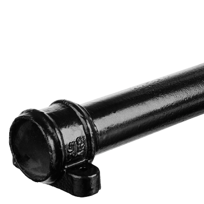 3'' Round 6ft Downpipe Length + Cast Eared Collar - Black