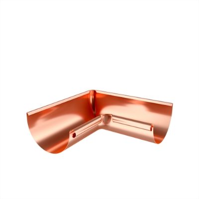 125mm Half Round Internal Angle 90° c/w Unions (Copper)